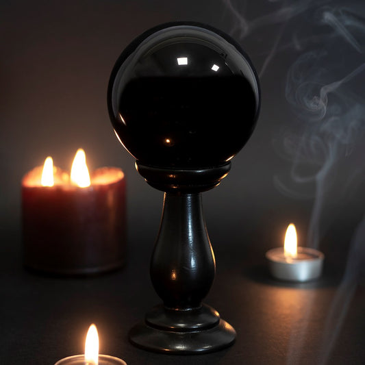 Crystal Ball Black Small/Wooden Stand