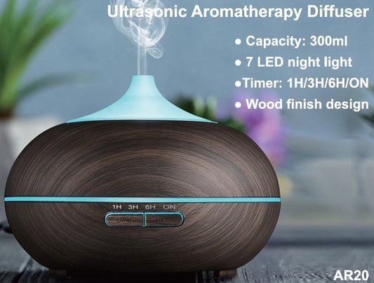 Aroma Diffuser Round Dark Wood - AR20 - 1st Stop Marshall's Health Shop, Gift Shop! - Heath and Natural Therapy New Brighton Christchurch - Naturopath