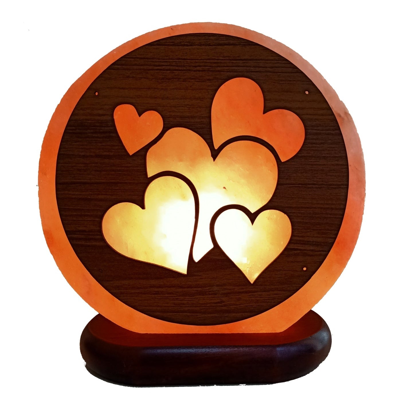 Himalayan Salt Lamp Heart Design Authentic Himalayan Salt Lamp. Each item comes with an electric cable and a bulb.  Lamp Diameter 20cm  Base Diameter 17cm  SKU: 985HT