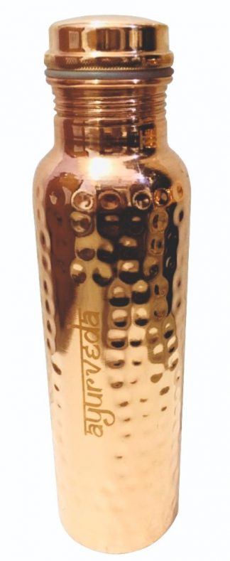 Ayurveda Copper Hammered Water Bottle 750ml - 1st Stop Marshall's Health Shop, Gift Shop! - Heath and Natural Therapy New Brighton Christchurch - Naturopath