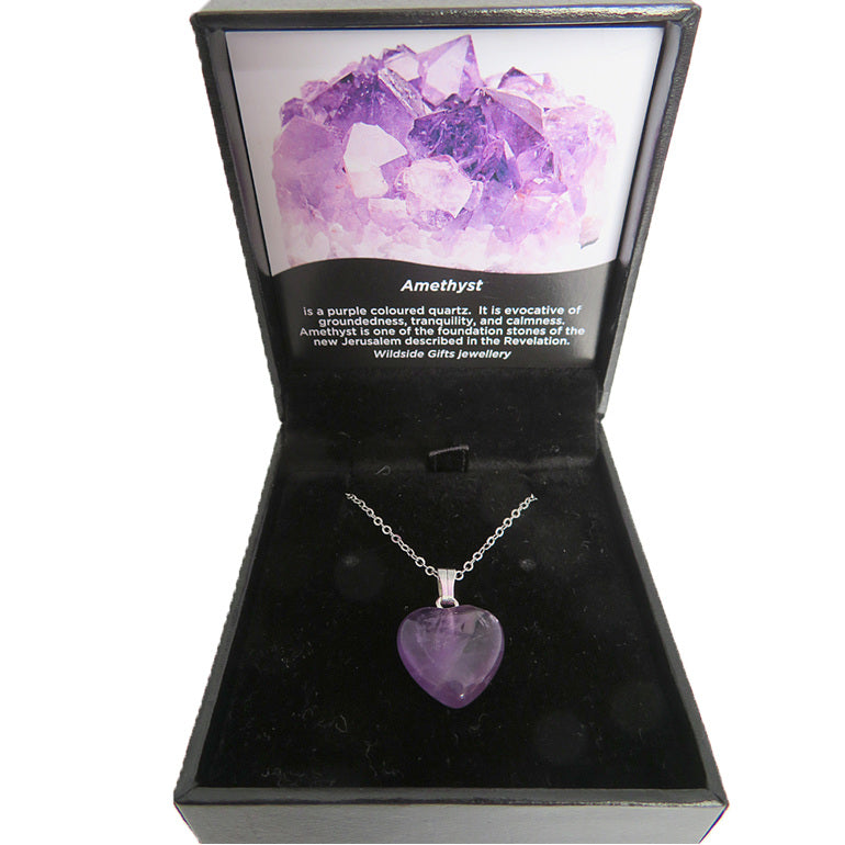 Small Amethyst Heart Pendant On Chain