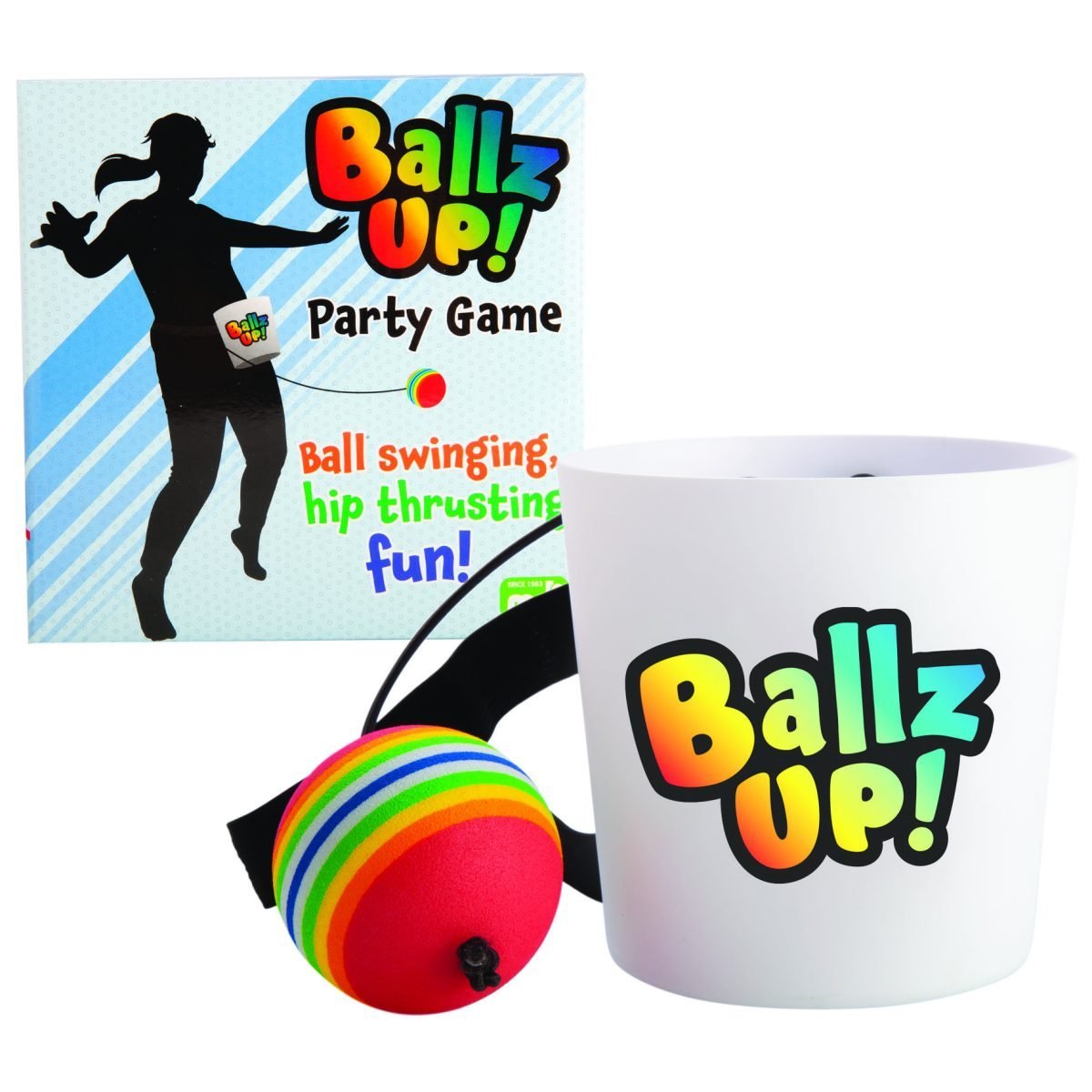 Ballz Up! Party Game&nbsp;
Hilarious ball-and-cup party game that gets your heart rate up!
Put it around your waist and THRUST
Comes with plastic tub, elastic band, ball on string
12.0(L) x 12.0(W) x 12.0(H) cm
Colour box

1st Stop, Marshall's Health Shop, Gift Shop!

SKU: GS-BU