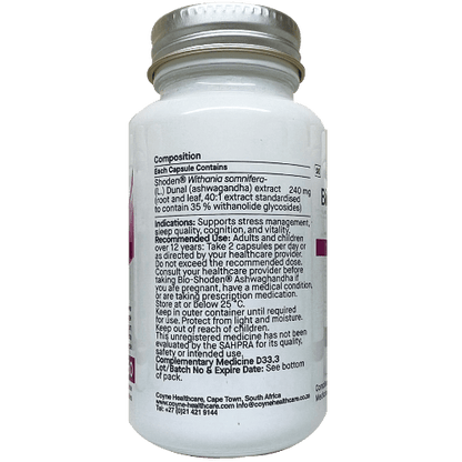 Bio-Shoden Ashwaganda 60 Veg Caps 1st Stop, Marshall's Health Shop!  What is Bio-Shoden Ashwaganda? Ashwaganda is a small scrub belonging to the Solanaceae family. It grows prolifically in dry regions of South Asia, Central Asia, and Africa, and is extensively used in Ayurvedic medicine, an ancient Indian system.