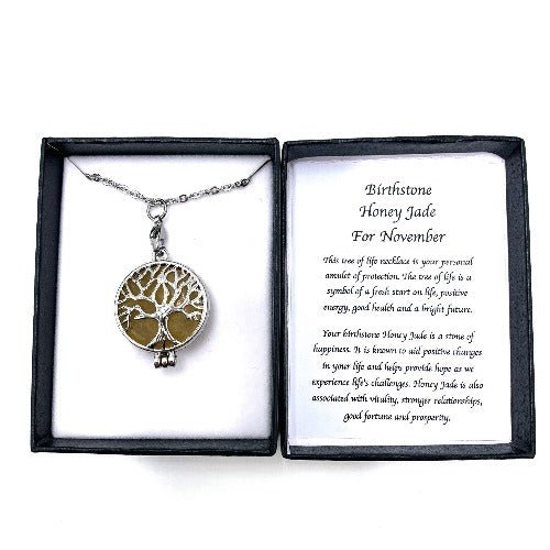 Birthstone Necklace Honey Jade November - 1st Stop Marshall's Health Shop, Gift Shop! - Heath and Natural Therapy New Brighton Christchurch - Naturopath