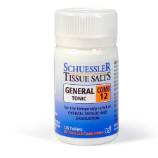 Dr Schuessler Tissue Salts Comb 12 6X 125 Tablets Comb 12 | GENERAL TONIC  A general tonic to be taken during times of hard work, nervous strain or mental fatigue.  HEALTH BENEFITS:  For the temporary relief of: Overall fatigue & exhaustion.