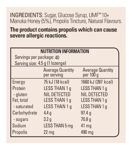 Comvita Manuka Honey Lozenges with Propolis Zesty Lemon 40's - 1st Stop Marshall's Health Shop, Gift Shop! - Heath and Natural Therapy New Brighton Christchurch - Naturopath