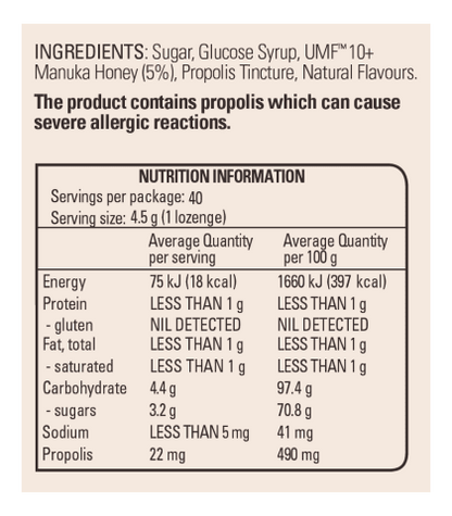 Comvita Manuka Honey Lozenges with Propolis Zesty Lemon 40's - 1st Stop Marshall's Health Shop, Gift Shop! - Heath and Natural Therapy New Brighton Christchurch - Naturopath