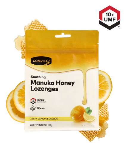 Comvita Manuka Honey Lozenges with Propolis Zesty Lemon 40's - 1st Stop Marshall's Health Shop, Gift Shop! - Heath and Natural Therapy New Brighton Christchurch - Naturopath