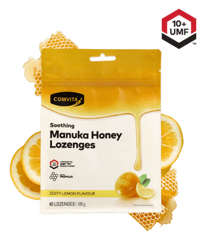 Comvita Manuka Honey Lozenges with Propolis Zesty Lemon 40's - 1st Stop Marshall's Health Shop, Gift Shop! - Heath and Natural Therapy New Brighton Christchurch - Naturopath
