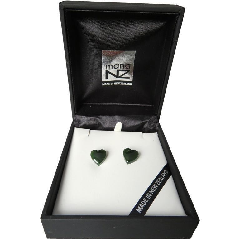 New Zealand Greenstone Heart Studs