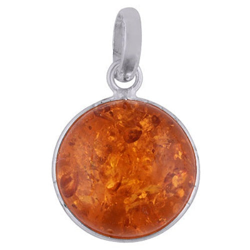 Coro Jewellery Pendant Amber Round 15mm cabochon Sterling Silver  Item Code: PAB501