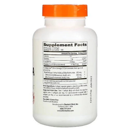 Doctor's Best Calamari DHA Omega-3 with Calamarine, 180 Softgels DHA (DocosaHexaenoic Acid, Omega-3) is a building block for the cell membranes that manage many vital processes, such as cognitive performance, heart and blood vessel health, vision, immunity, wound healing, and all major organ functions. 