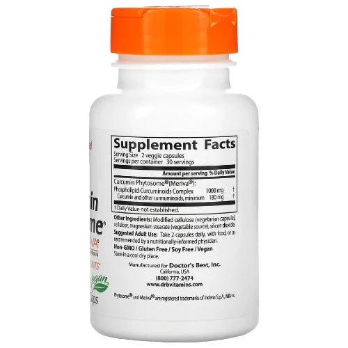 Doctor's Best Curcumin Phytosome® with Meriva® uses patented Phytosome® technology which allows for curcumin nutrients (the curcuminoids) to be more effectively absorbed. Curcumin is the yellow pigment of turmeric and has a long history in Ayurvedic and Chinese medicine. As a powerful antioxidant and free radical scavenger, it has many traditional uses.