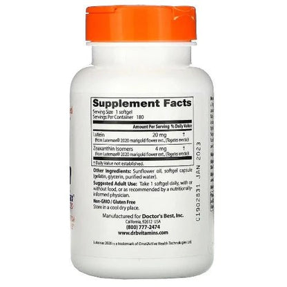Doctor's Best Lutein with Lutemax® 2020 contains a highly researched, optimal ratio of lutein and zeaxanthin to help protect your eyes from harmful high energy blue light in everyday surroundings including most digital screens, sunlight, and indoor lighting.