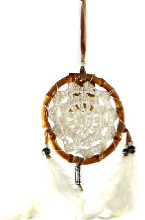 Dreamcatcher Crochet Bamboo White 12cm - 1st Stop Marshall's Health Shop, Gift Shop! - Heath and Natural Therapy New Brighton Christchurch - Naturopath