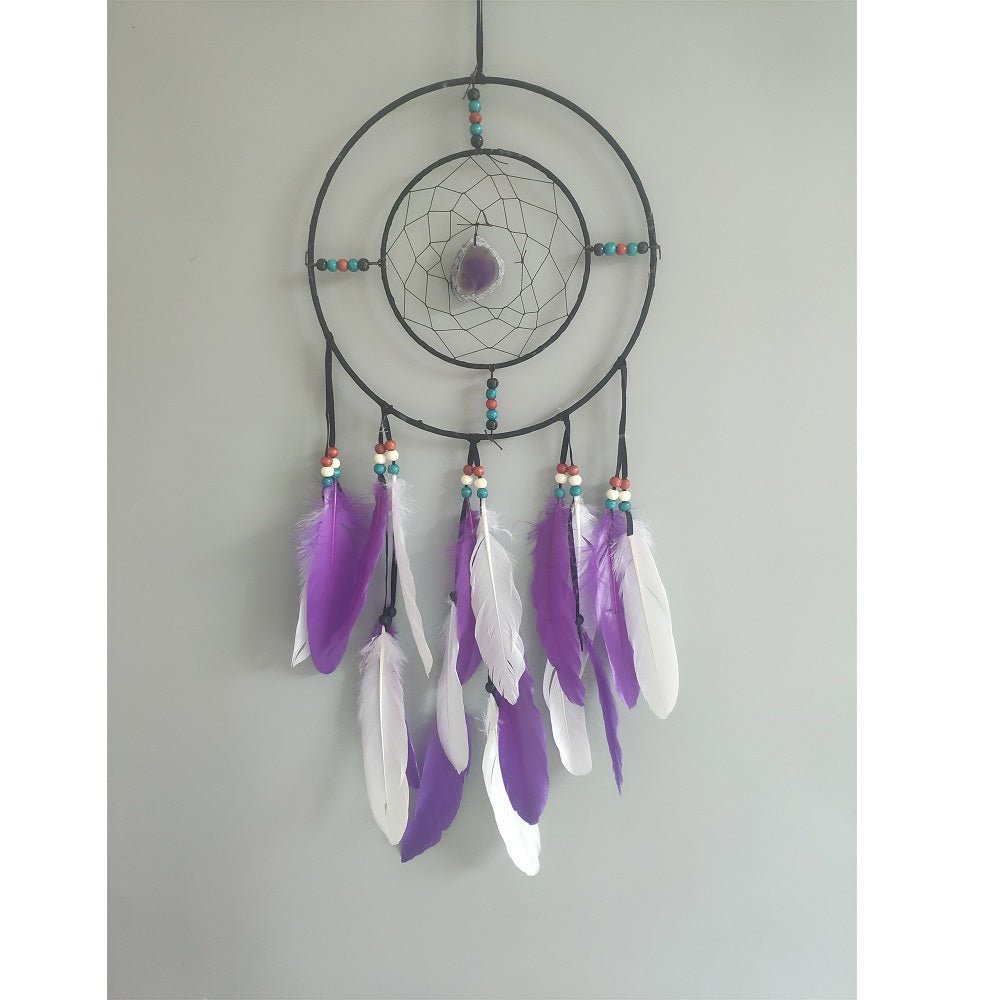 Dreamcatcher Purple Agate with Double Hoop - 1st Stop Marshall's Health Shop, Gift Shop! - Heath and Natural Therapy New Brighton Christchurch - Naturopath