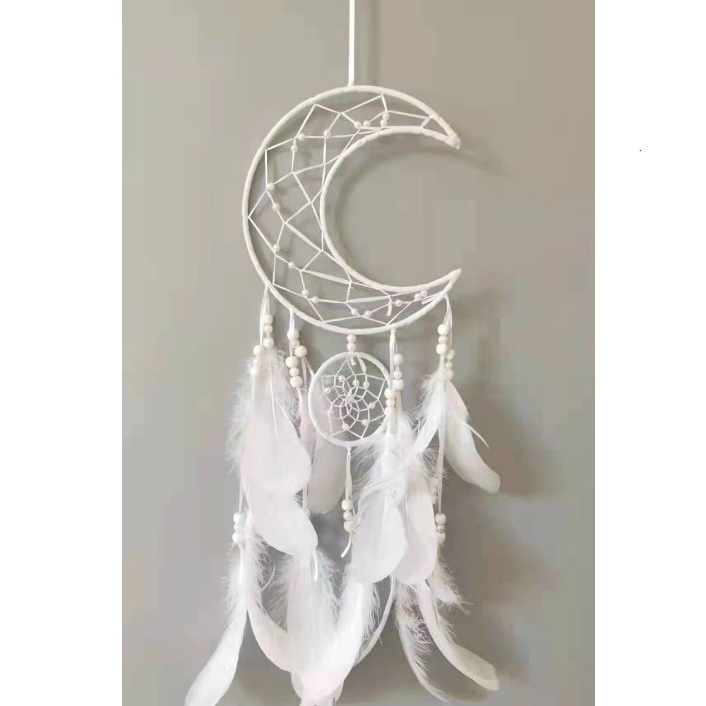 Dreamcatcher White Half Moon 20cm - 1st Stop Marshall's Health Shop, Gift Shop! - Heath and Natural Therapy New Brighton Christchurch - Naturopath