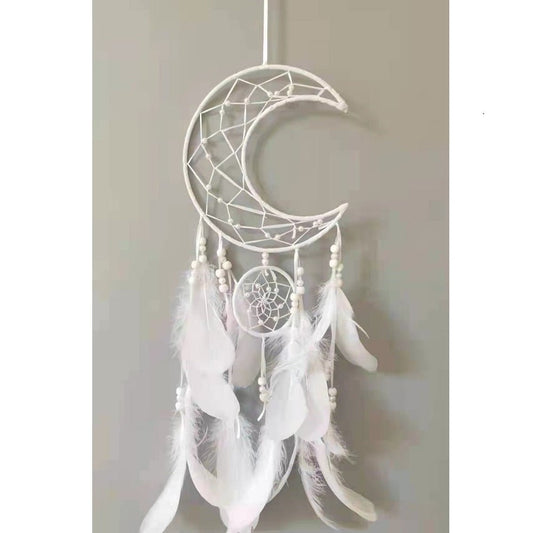 Dreamcatcher White Half Moon 20cm - 1st Stop Marshall's Health Shop, Gift Shop! - Heath and Natural Therapy New Brighton Christchurch - Naturopath