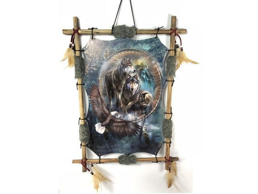Dreamcatcher Wolf Eagle Rectangle - 1st Stop Marshall's Health Shop, Gift Shop! - Heath and Natural Therapy New Brighton Christchurch - Naturopath