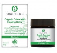 KIWIHERB Organic Calendula Healing Balm 30g Organic Calendula Healing Balm is a natural first aid ointment which supports the natural healing of abrasions, minor cuts, wounds, burns and scalds.  Made from certified organic Calendula flowers, in a base of organic sunflower oil and beeswax, it is a totally organic ointment to aid the natural healing of the skin.