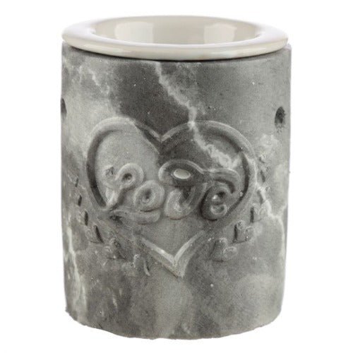 Eden Embossed Love Heart Concrete and Ceramic Oil - Stone - 1st Stop Marshall's Health Shop, Gift Shop! - Heath and Natural Therapy New Brighton Christchurch - Naturopath