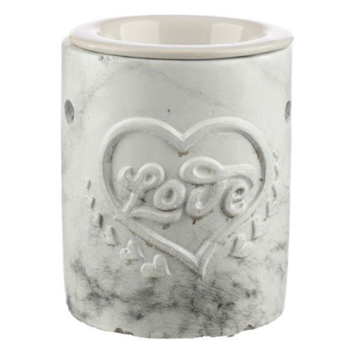 Eden Embossed Love Heart Concrete and Ceramic Oil - White - 1st Stop Marshall's Health Shop, Gift Shop! - Heath and Natural Therapy New Brighton Christchurch - Naturopath