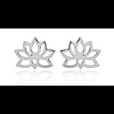 Coro Jewellery Earring Lotus Flower Sterling Silver Studs + E coat 8x10mm Item Code: ES177