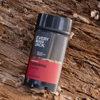 Every Man Jack Deodorant Cedarwood 85g 1st Stop, Marshall's Health Shop!  Spicy Cedar. Earthy vetiver. A hint of Bergamot. Cedarwood is the clear choice for today’s outdoor inspired man looking to step up his men’s care game.  Stink less, feel fresh. Experience the all-day odor protection of our aluminum free deodorant, made with clean ingredients & insanely fresh scents.