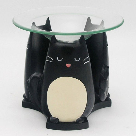Feline Fine Cat Resin Oil and Wax Burner with Glass Dish - 1st Stop Marshall's Health Shop, Gift Shop! - Heath and Natural Therapy New Brighton Christchurch - Naturopath