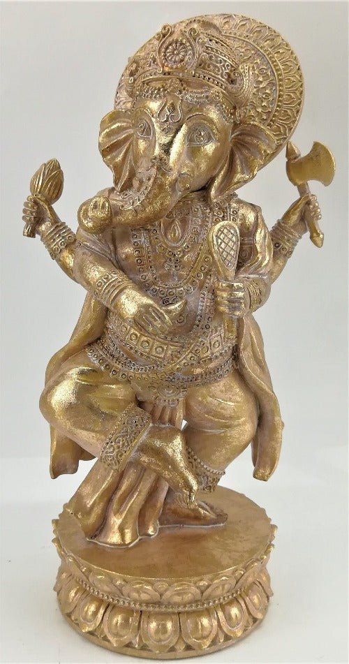 Ganesh Gold Standing Figurine - 1st Stop Marshall's Health Shop, Gift Shop! - Heath and Natural Therapy New Brighton Christchurch - Naturopath