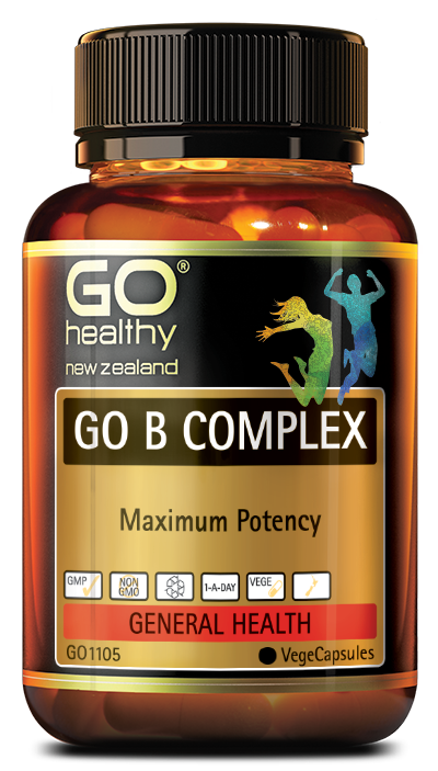 GO B COMPLEX contains a full spectrum of B Vitamins to help support the health of the nervous system, promoting good mood, mental clarity and providing the body with energy.