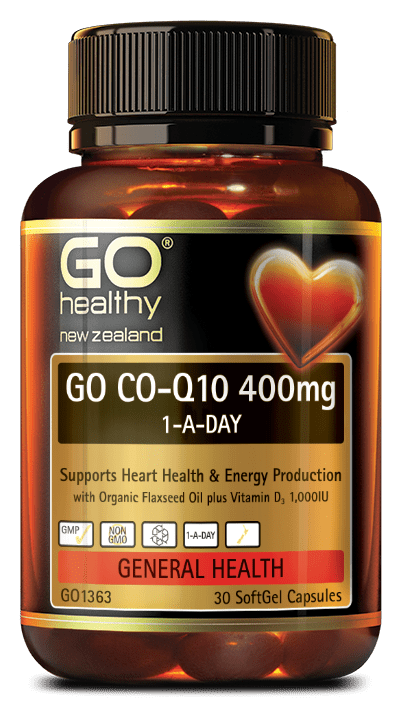 GO CO-Q10 400mg supports heart health and promotes energy, in a maximum strength, easy to swallow 1-A-Day SoftGel Capsule. Co-Q10 delivers superior antioxidant protection, and is considered an essential nutrient for those taking cholesterol lowering (statin) medication. New Zealand organic Flaxseed Oil further enhances the absorption of Co-Q10, while supplying the additional health benefits of essential fatty acids. 