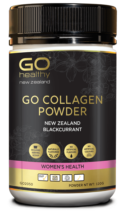 GO COLLAGEN POWDER NEW ZEALAND BLACKCURRANT contains a beautiful powdered blend of sustainably sourced hydrolysed marine collagen, combined with rosehip, grapeseed and hyaluronic acid. Formulated to support you from the inside out, helping to nourish, hydrate and restore healthy skin, hair and nails. 