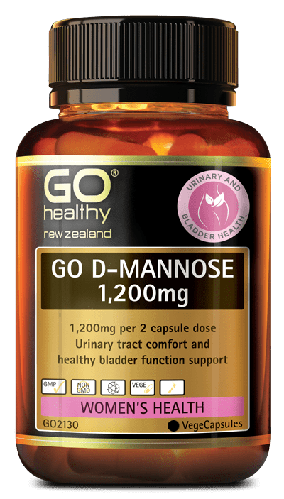 GO D-MANNOSE 1,200mg contains high strength D-Mannose to support healthy urinary tract and bladder function. D-Mannose is a natural plant sugar, that deters bacteria from adhering to the bladder and urinary tract wall, supporting normal urinary tract function and the health of the bladder lining. GO D-Mannose 1,200mg is supplied in the convenience of VegeCapsules, making it easy to take, with no unpleasant taste.