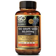 GO GRAPE SEED 60,000mg contains 465mg of Oligomeric Procyanidins (OPC’s). OPC’s deliver superior antioxidant protection that helps to protect cells from free radical damage. The antioxidant properties work to strengthen capillaries, helping to support the health of blood vessels, veins and eyes. OPC’s also support healthy skin by encouraging the production of collagen and elastin the skin matrix.