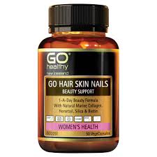 GO HAIR SKIN NAILS BEAUTY SUPPORT contains a specific blend of high strength ingredients designed to support healthy hair, skin and nails. The formulation contains natural marine collagen to help improve skin appearance including fine lines. High potency Silica, Horsetail and Biotin for increased nail thickness and shiny healthy hair. Helps to prevent splitting as well as chipped nails.