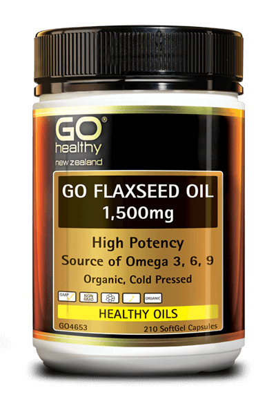 GO FLAXSEED OIL 1,500mg is of the purest quality, using only organic cold pressed Flaxseed. Flaxseed Oil is high in Omega 3, 6 and 9 Essential Fatty Acids. These fatty acids support healthy skin, hair and nails as well as promote joint health. Each capsule contains 50% more Flaxseed Oil than our standard 1,000mg Flaxseed Oil.
