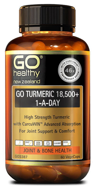 GO TURMERIC 18,500+ 1-A-DAY is a high potency Turmeric formula with the incorporation of the unique curcumin extract, CurcuWIN™. This has been shown to be 46 times more bioavailable than standard curcumin, meaning your body will absorb an increased amount in just one VegeCapsule per day. The advanced formula supports tired joints, supporting joint comfort and mobility. The addition of ginger provides further joint support.