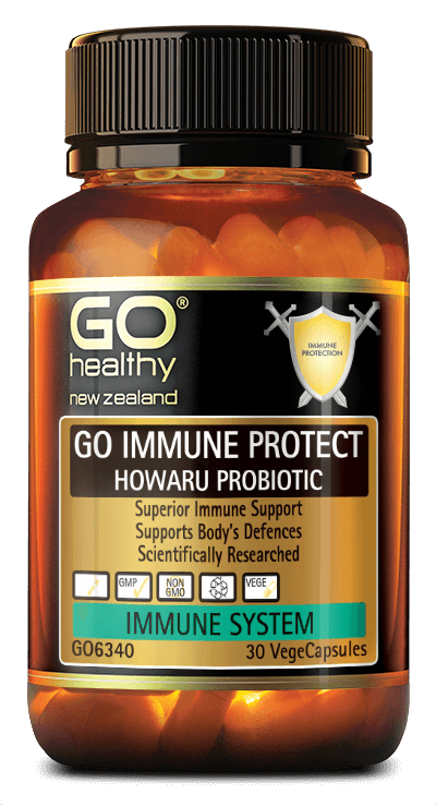 GO IMMUNE PROTECT HOWARU® PROBIOTIC is designed to be taken daily to support the immune systems natural defences. This product has been scientifically researched in both children and adults and is proven to support the body’s defences against common threats. 