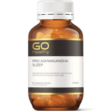 GO PRO Ashwagandha Sleep 60 VegeCaps PRO ASHWAGANDHA SLEEP Specialised Ashwagandha blend to relax the body, calm the mind and support restful sleep.  HEALTH BENEFITS:  Specially formulated with a combination of Ashwagandha, Valerian, Passionflower and Lavender Oil A specialised blend to relax the body, calm the mind and support restful sleep Contains Ashwagandha in the specialised form of KSM-66 to provide support during times of stress
