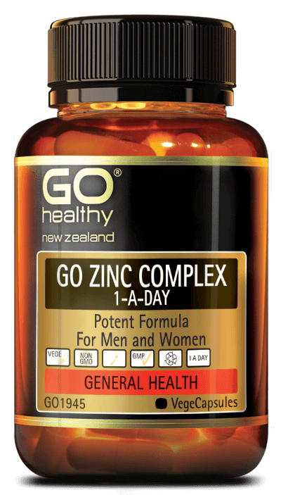 GO ZINC COMPLEX is a complete all in one Zinc supplement containing three forms of Zinc to maximise the absorption and bioavailability. Key nutrients have been included to further enhance Zinc absorption. Adequate Zinc levels are essential to good health. Zinc is a trace element that plays a major role in supporting the health of the immune and reproductive systems while also maintaining healthy hair, skin and nails.