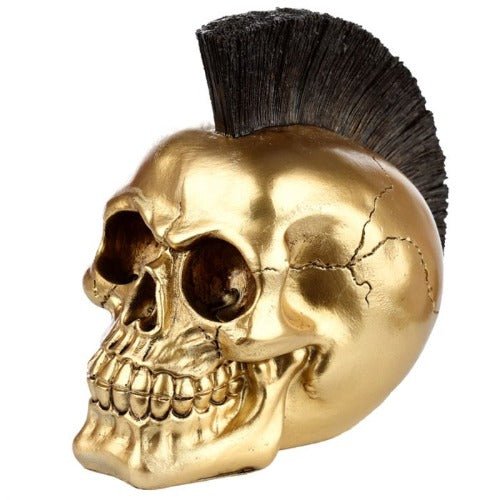 Gold Punk Mohican Skull Ornament - 1st Stop Marshall's Health Shop, Gift Shop! - Heath and Natural Therapy New Brighton Christchurch - Naturopath