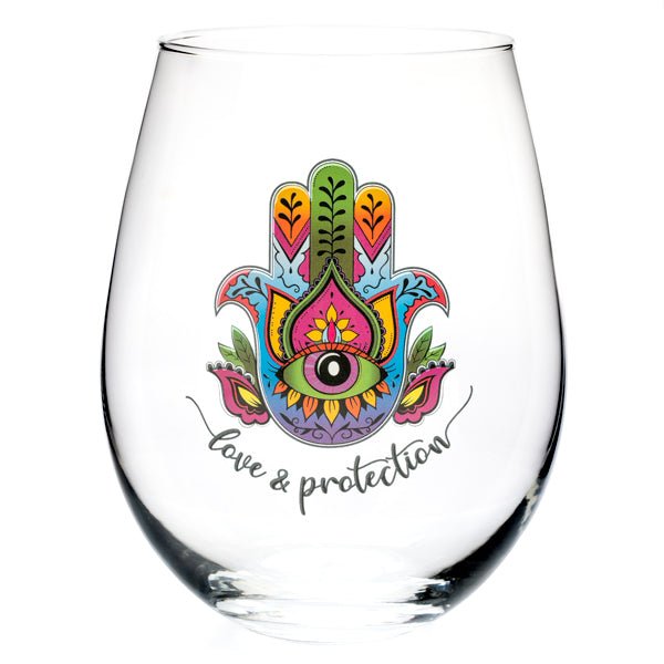 Hamsa Tallulah Wellness Stemless Glass - 1st Stop Marshall's Health Shop, Gift Shop! - Heath and Natural Therapy New Brighton Christchurch - Naturopath