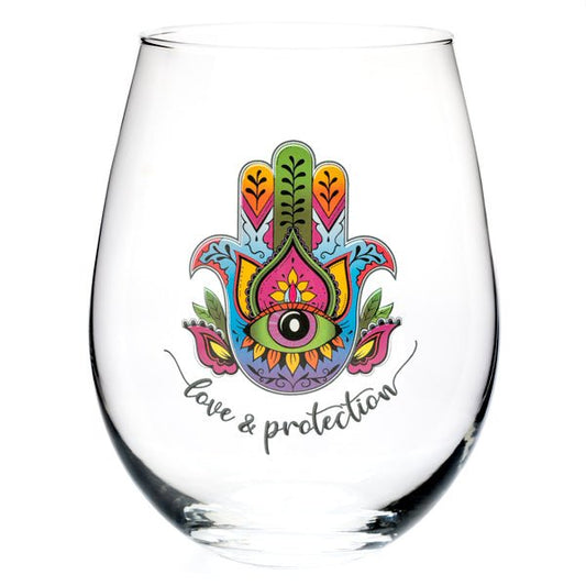 Hamsa Tallulah Wellness Stemless Glass - 1st Stop Marshall's Health Shop, Gift Shop! - Heath and Natural Therapy New Brighton Christchurch - Naturopath