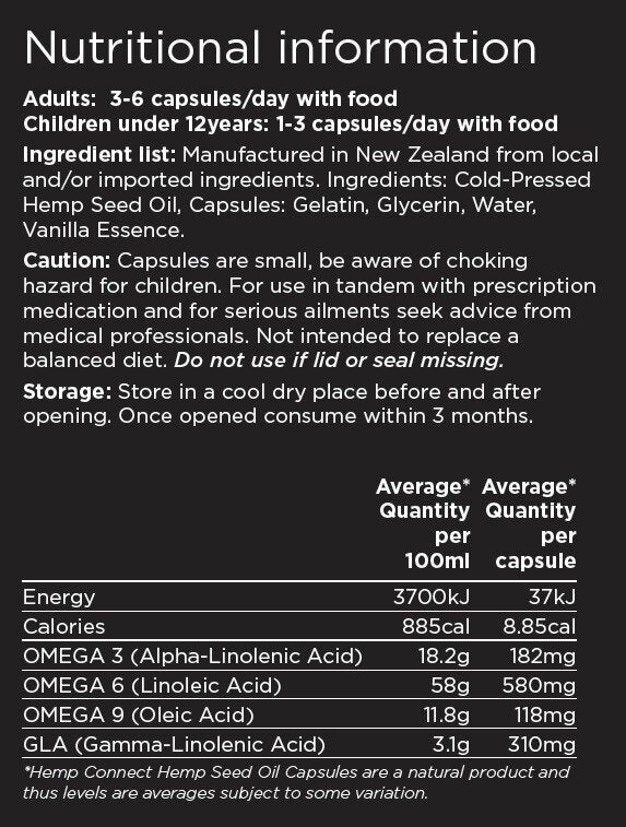 HC Hemp Seed Oil 1000mg 240Caps - 1st Stop Marshall's Health Shop, Gift Shop! - Heath and Natural Therapy New Brighton Christchurch - Naturopath