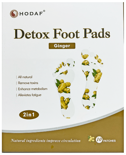 HODAF Detox Foot Patches - Ginger 10pk. HODAF ® NATURAL PADS FOR THE DETOXIFICATION OF YOUR BODY.  An effective and natural method for the detoxification of your body, the improvement of your sleep quality and the reduction of stress