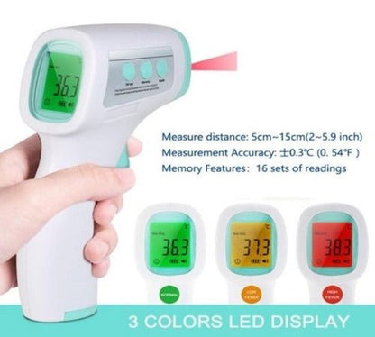 MULTIFUNCTION DIGITAL THERMOMETER   The Non-Contact IR Thermometer is perfect for screening people for potentially elevated body temperature. It’s specially designed to take the temperature of a baby or an adult by applying it to the forehead without any physical contact