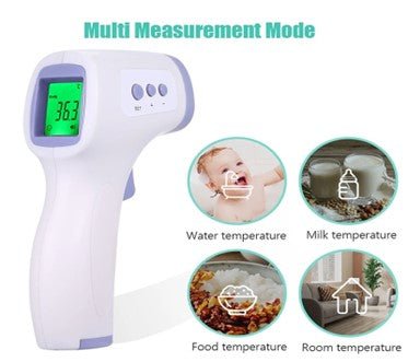 MULTIFUNCTION DIGITAL THERMOMETER   The Non-Contact IR Thermometer is perfect for screening people for potentially elevated body temperature. It’s specially designed to take the temperature of a baby or an adult by applying it to the forehead without any physical contact