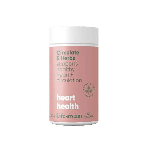 Lifestream Circulate 5 Herbs 60 VegeCaps Combining Hawthorn, garlic and more to support circulation and heart health. Do you suffer from cold hands or feet due to poor circulation? Do you feel like you need a little extra support for your memory? Maybe you've just found out that your cholesterol levels aren't as good as they should be. 