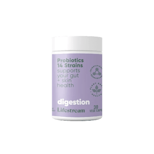 Lifestream Probiotics 14 Strains 30 VegeCaps For everyday healthy gut function and flora. Do you have enough good guys in your gut fighting the fight to ensure optimal digestive health, no matter what you eat or what bugs you catch? If you are experiencing out of control sugar cravings, a slower than usual metabolism, digestive irregularity, or skin issues like eczema, psoriasis, or itchy rashes, you might need additional support from a probiotic supplement to help restore your digestive wellbeing.